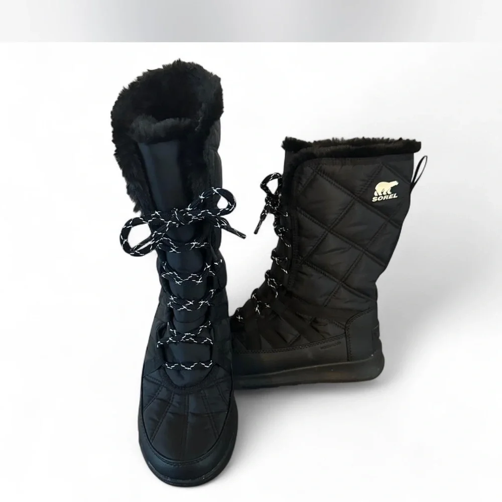Sorel Whitney II Black Faux Fur Lined Boots